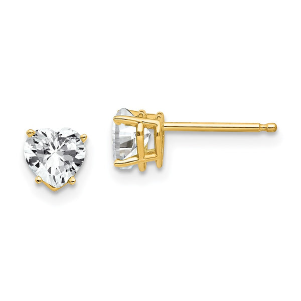 14K Gold 5mm Heart-Shaped CZ Earrings - Style GR1-1014715