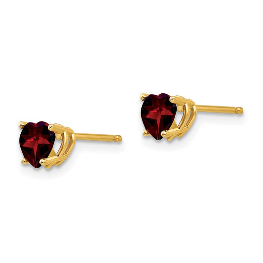 Buy Stylish 14K Gold Heart-Shaped Garnet Earrings - 5mm, Affordable Luxury!