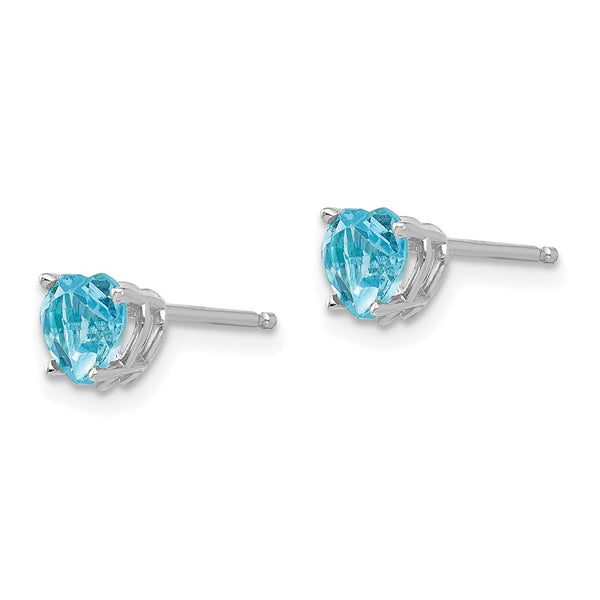 14K White Gold 5mm Heart-Shaped Blue Topaz Earrings - Style GR1-1014726