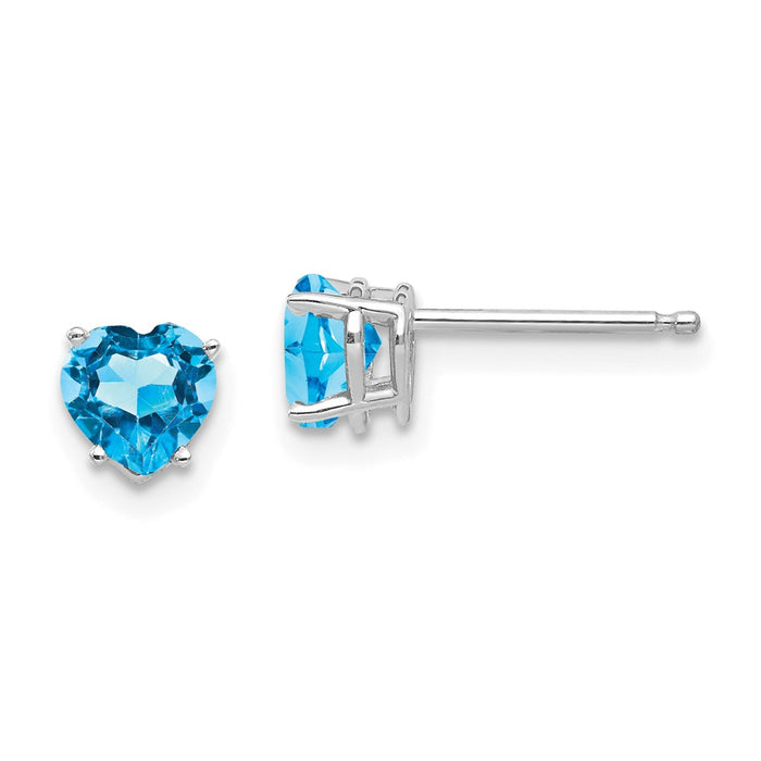 Exclusive 14K White Gold 5mm Heart-Shaped Blue Topaz Earrings - Stylish Value-1