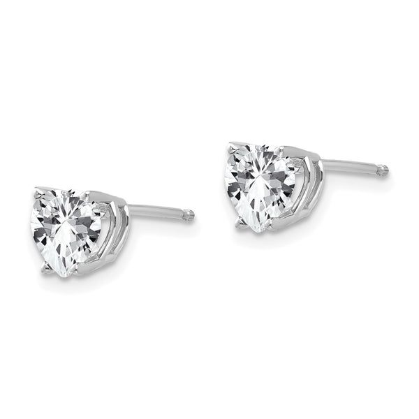 14K White Gold Heart-Shaped Earrings with 6mm CZ