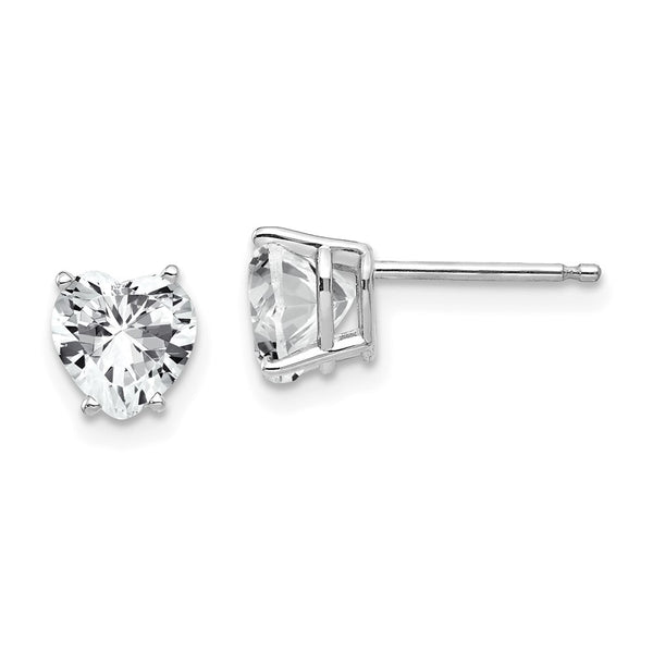 14K White Gold Heart-Shaped Earrings with 6mm CZ