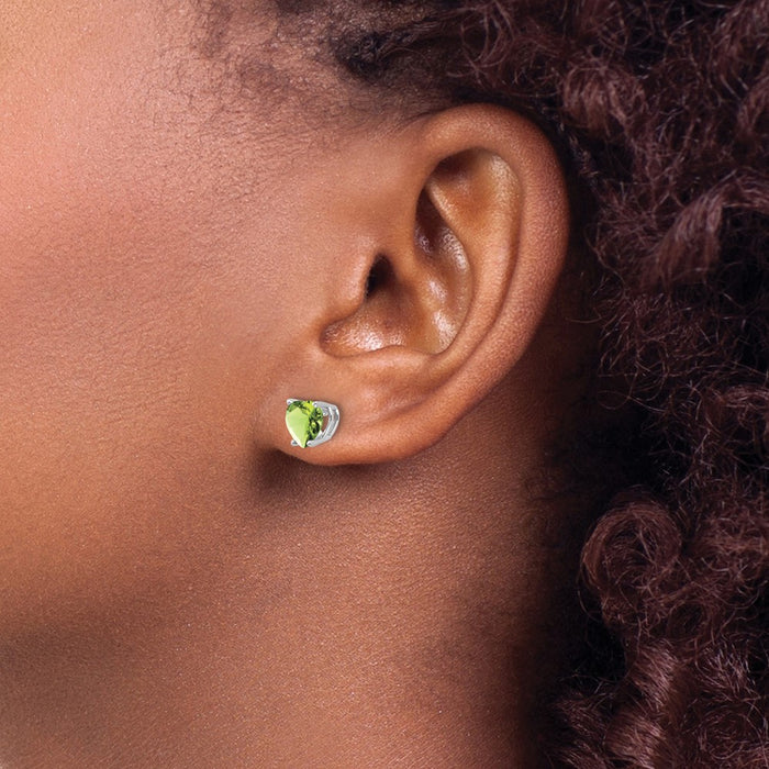 Shop Stylish 14K White Gold 6mm Heart-Shaped Peridot Earrings - Affordable Luxury!-3