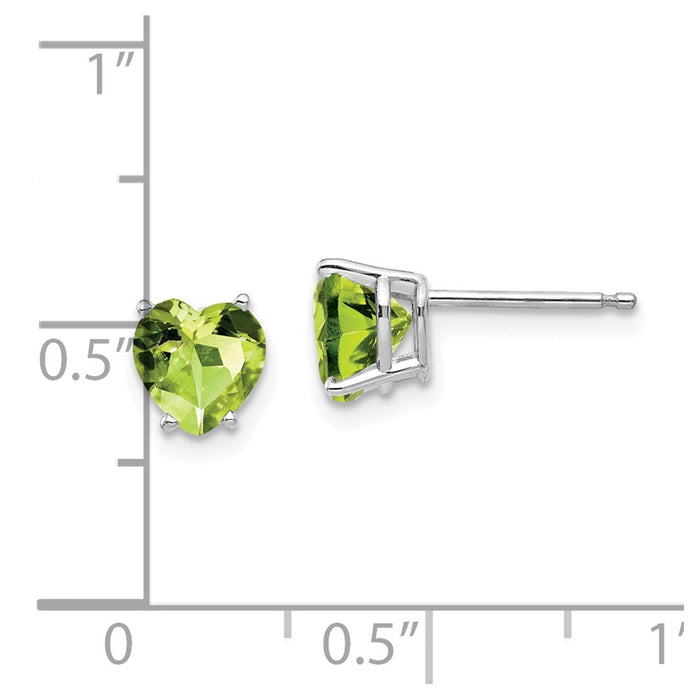 Shop Stylish 14K White Gold 6mm Heart-Shaped Peridot Earrings - Affordable Luxury!-4