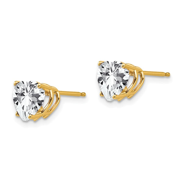 14K Gold 7mm Heart-Shaped CZ Earrings