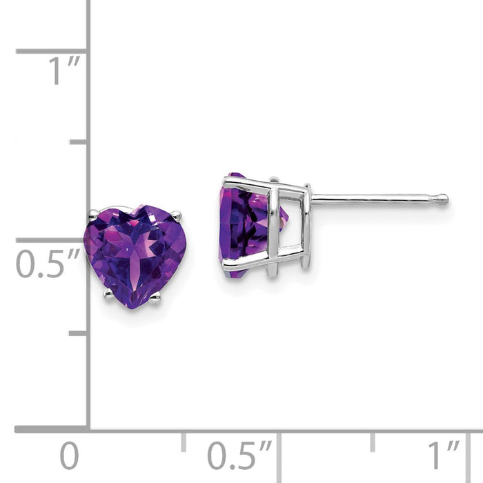 Exclusive 14K White Gold 7mm Heart-Shaped Amethyst Earrings - Stylish Value!-4