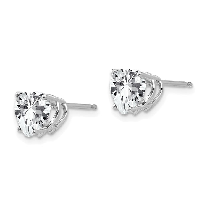 Exclusive 14K White Gold Heart-Shaped CZ Stud Earrings - Stylish & Affordable!-2