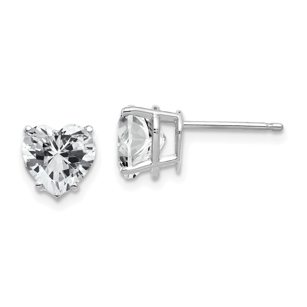 Exclusive 14K White Gold Heart-Shaped CZ Stud Earrings - Stylish & Affordable!