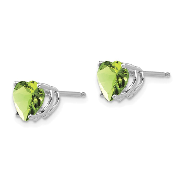 14K White Gold 7mm Heart-Shaped Peridot Earrings