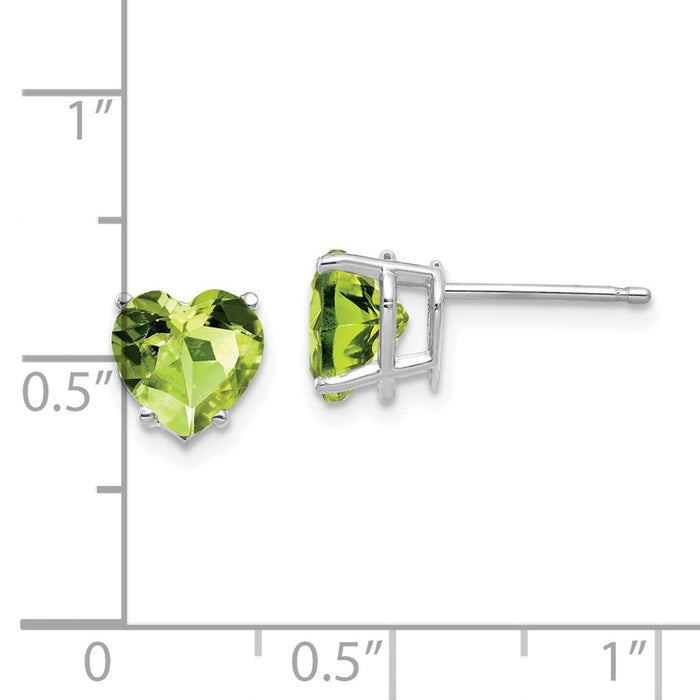 Exclusive 14K White Gold 7mm Heart-Shaped Peridot Earrings - Stylish Luxury-4