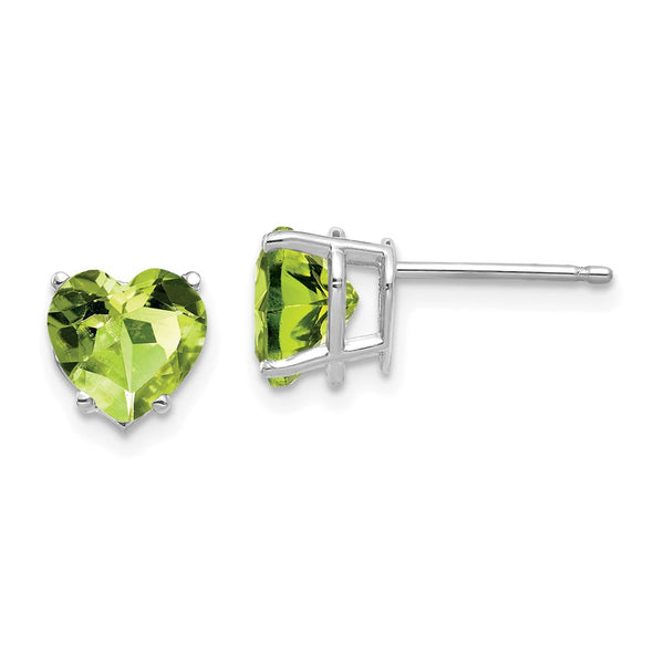 14K White Gold 7mm Heart-Shaped Peridot Earrings