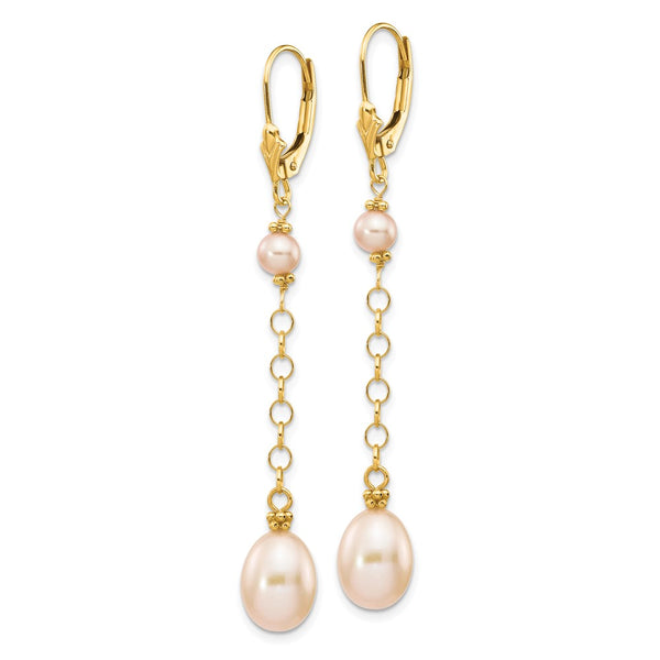 14K Gold Pearl Dangle Earrings - 5-8mm