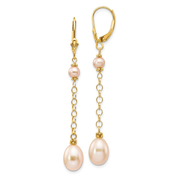 14K Gold Pearl Dangle Earrings - 5-8mm