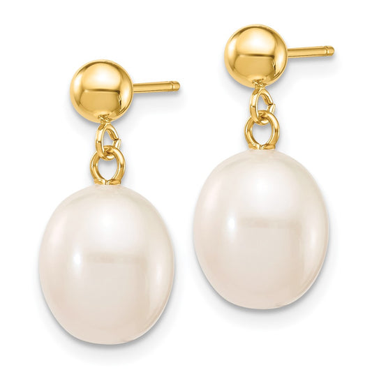 High-Quality 14K White Gold 8-9mm Pearl Dangle Earrings - Stylish Value Deal