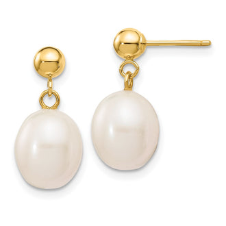 High-Quality 14K White Gold 8-9mm Pearl Dangle Earrings - Stylish Value Deal
