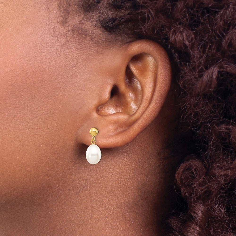 Shop Stylish 14K White Gold Freshwater Pearl Dangle Earrings - 7-8mm Luxury