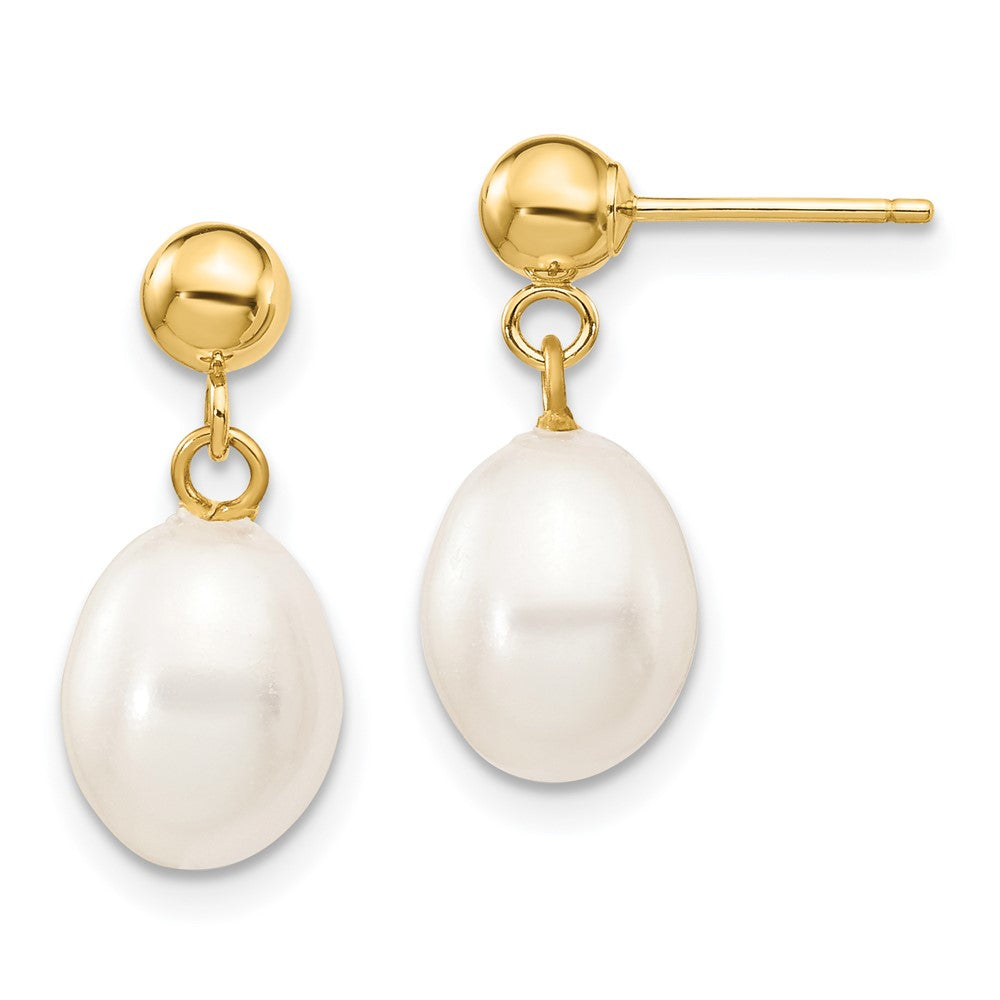 Shop Stylish 14K White Gold Freshwater Pearl Dangle Earrings - 7-8mm Luxury