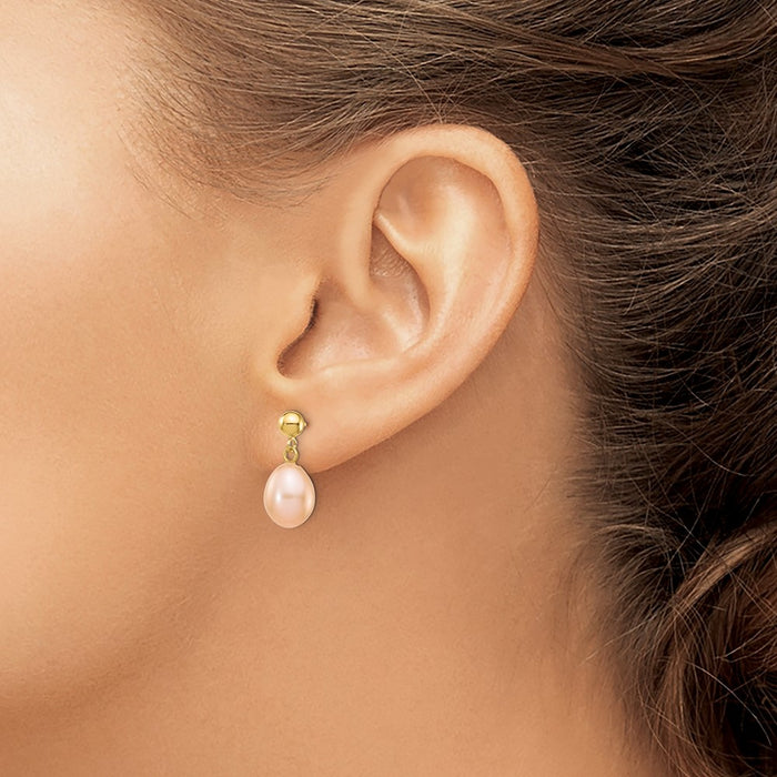 Shop Exclusive 14K Gold Dangle Earrings with 7-8mm Freshwater Pearls | Luxury Value-3