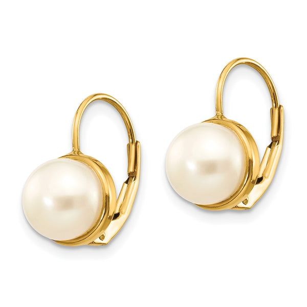 14K White Gold Leverback Earrings with 6-7mm Freshwater Pearls - Style GR1-1014530
