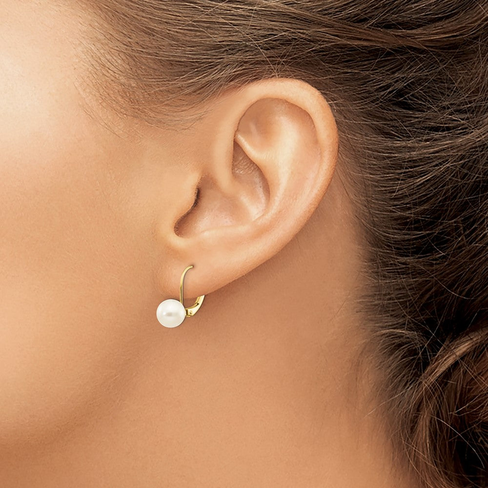 High-Quality 14K White Gold Leverback Earrings with 7-8mm Pearls - Stylish Value