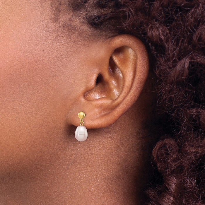 Buy Stylish 14K Gold Dangle Earrings with 7-8mm Purple Rice Pearls-3