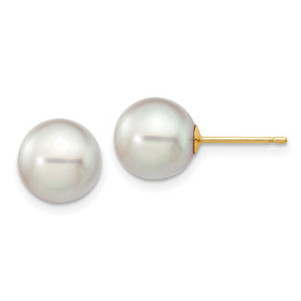 Shop Stylish 14K Gold Grey Round Akoya Pearl Stud Earrings - 8-9mm Luxury