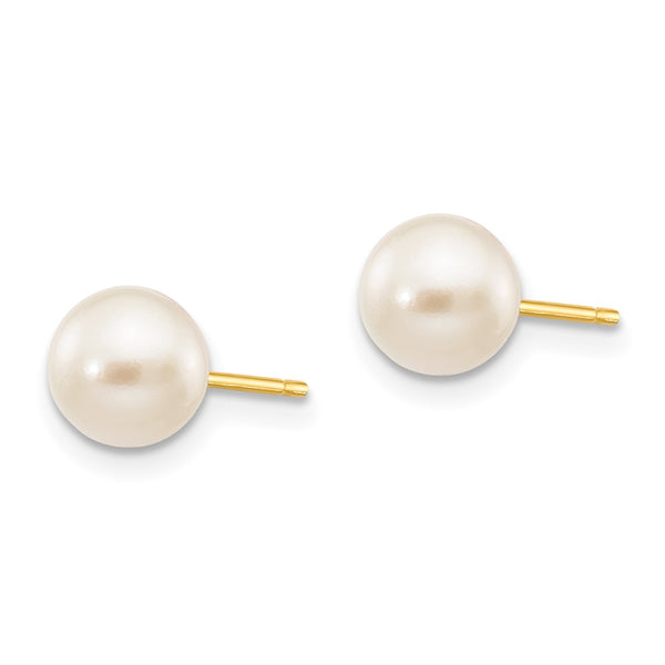 14K White Gold Akoya Pearl Stud Earrings, 6-7mm