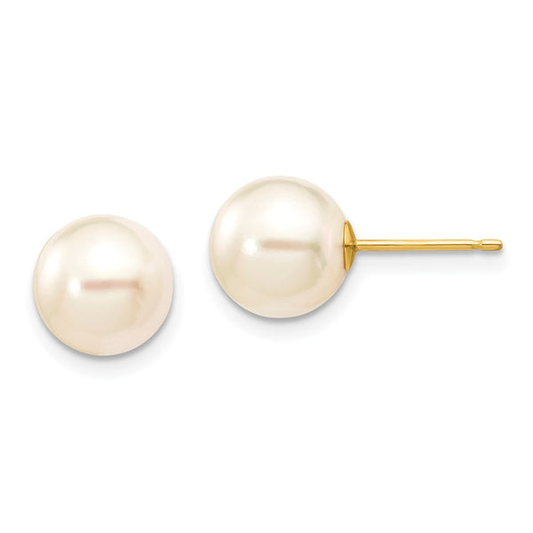 14K White Gold 8-9mm Akoya Pearl Stud Earrings