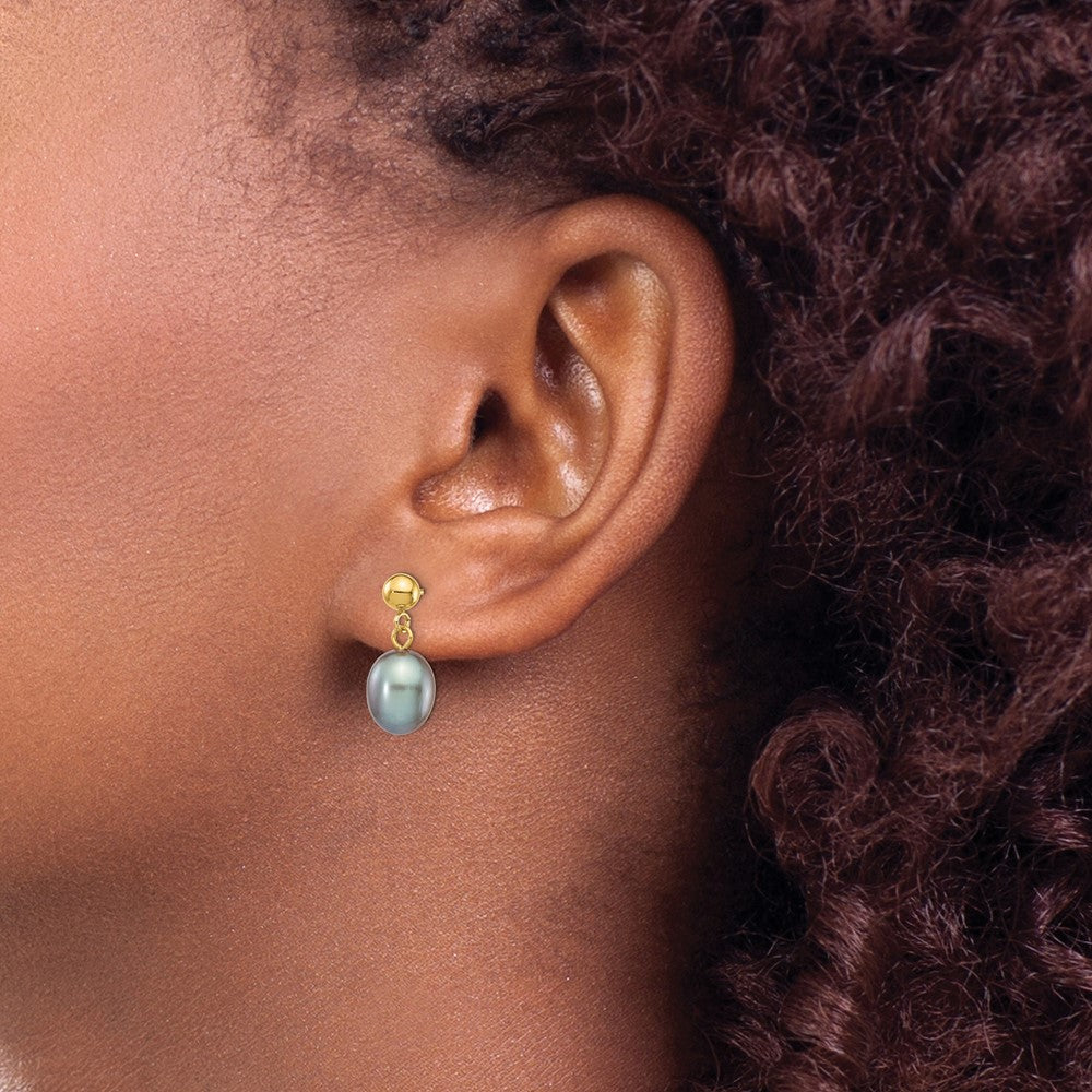 Buy Stylish 14K Gold Grey Rice Freshwater Pearl Drop Earrings - 7-8mm Luxury