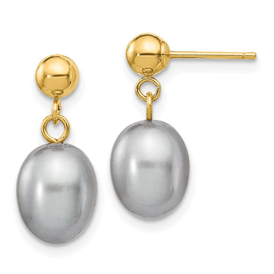 Buy Stylish 14K Gold Grey Rice Freshwater Pearl Drop Earrings - 7-8mm Luxury