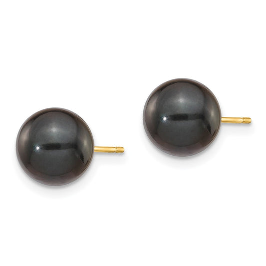 Shop Exclusive 14K Gold 8-9mm Black Akoya Pearl Stud Earrings - Stylish Value!