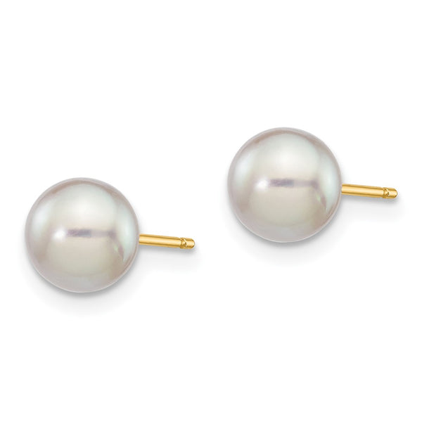 14K Gold 6-7mm Grey Round Akoya Cultured Pearl Stud Earrings