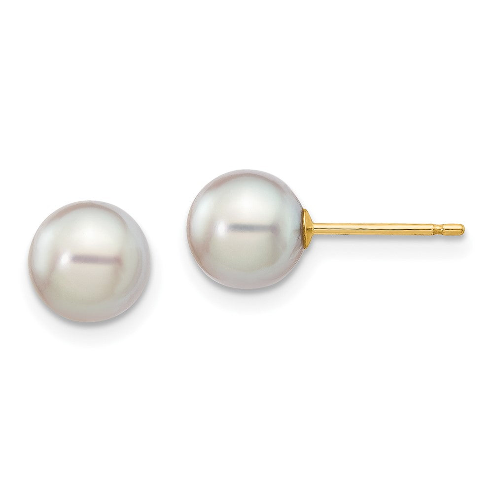 Buy Stylish 14K Gold 6-7mm Grey Round Akoya Cultured Pearl Stud Earrings