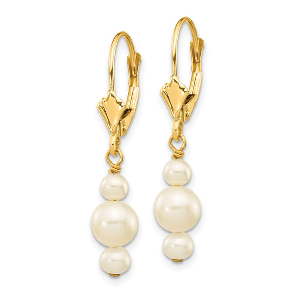 14K White Gold Leverback Earrings with Freshwater Pearls