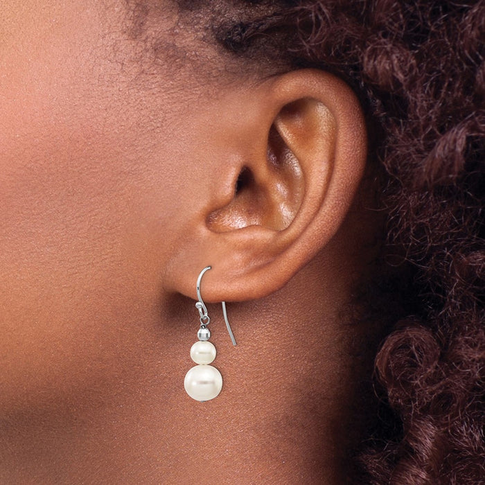 Buy Exclusive 14K White Gold Dangle Earrings with 6-9mm Freshwater Pearls-3