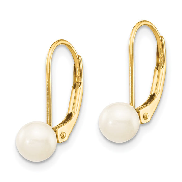 14K White Gold Leverback Earrings with 5-6mm Akoya Pearls - Style GR1-1014677