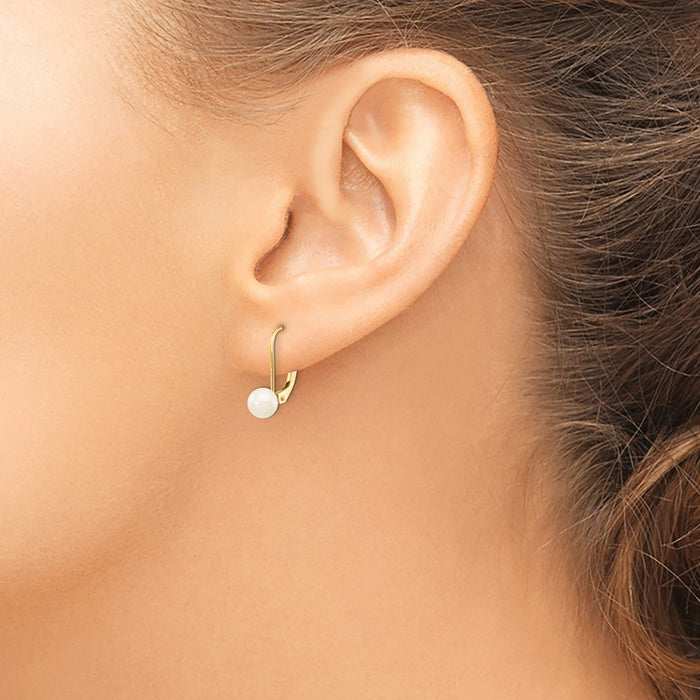 Buy Designer 14K White Gold Leverback Earrings with 5-6mm Akoya Pearls-3