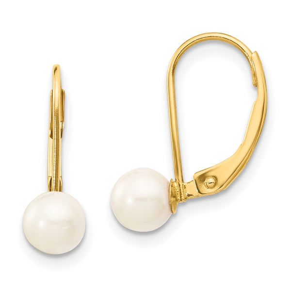 14K White Gold Leverback Earrings with 5-6mm Akoya Pearls - Style GR1-1014677