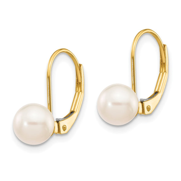 14K White Gold Leverback Earrings with 6-7mm Akoya Pearls - Style GR1-1014681