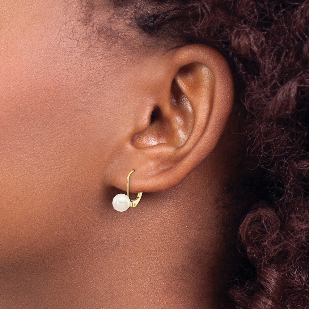 Shop Stylish 14K White Gold Leverback Earrings with 6-7mm Akoya Pearls