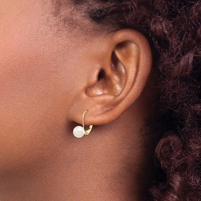 Shop Stylish 14K White Gold Leverback Earrings with 6-7mm Akoya Pearls-3