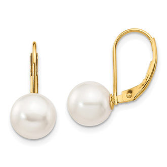 Exclusive 14K White Gold 8-9mm Akoya Pearl Leverback Earrings - Stylish Value