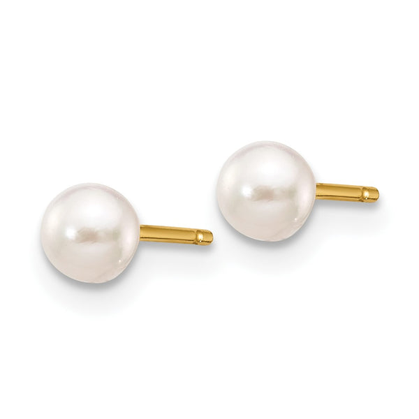 14K White Gold Akoya Pearl Stud Earrings - 3-4mm