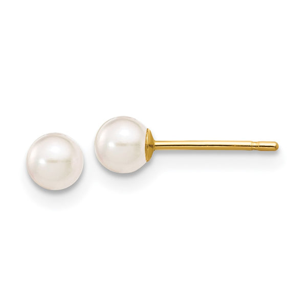 14K White Gold Akoya Pearl Stud Earrings - 3-4mm