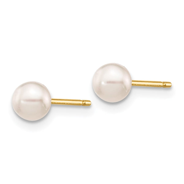 14K White Gold Akoya Pearl Stud Earrings - 4-5mm