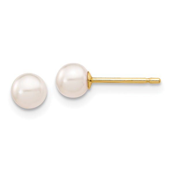 14K White Gold Akoya Pearl Stud Earrings - 4-5mm