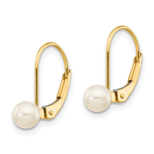 Buy Stylish 14K White Gold Leverback Earrings with 4-5mm Freshwater Pearls