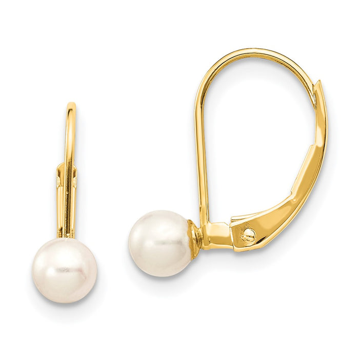 Buy Stylish 14K White Gold Leverback Earrings with 4-5mm Freshwater Pearls-1