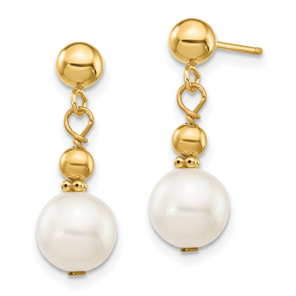 14K Gold 7-8mm Freshwater Pearl Dangle Earrings