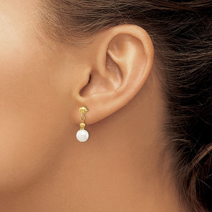 Shop Stylish 14K Gold 7-8mm Freshwater Pearl Dangle Earrings - Affordable Luxury-3